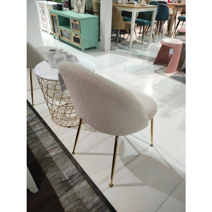 Tesla-B Dining Chair-Gold Steel/Cream/White