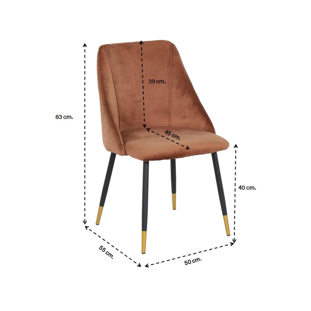 Lamy Dining Chair - Gold Black Leg - Brown Velvet
