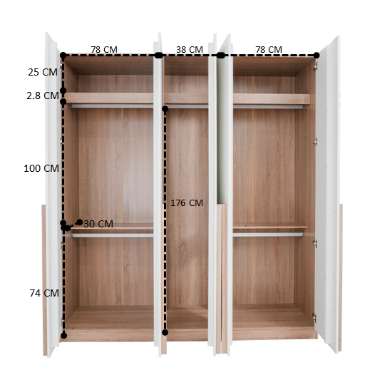 Remus - F Wardrobe WO200 - Solid Oak/White