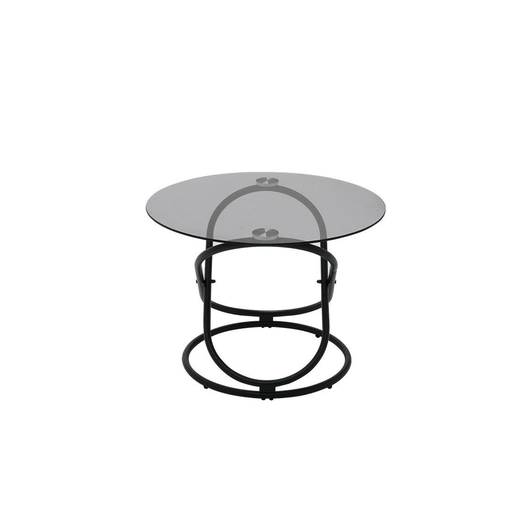 Lefa Side Table - Black Steel - Dark Gray Glass