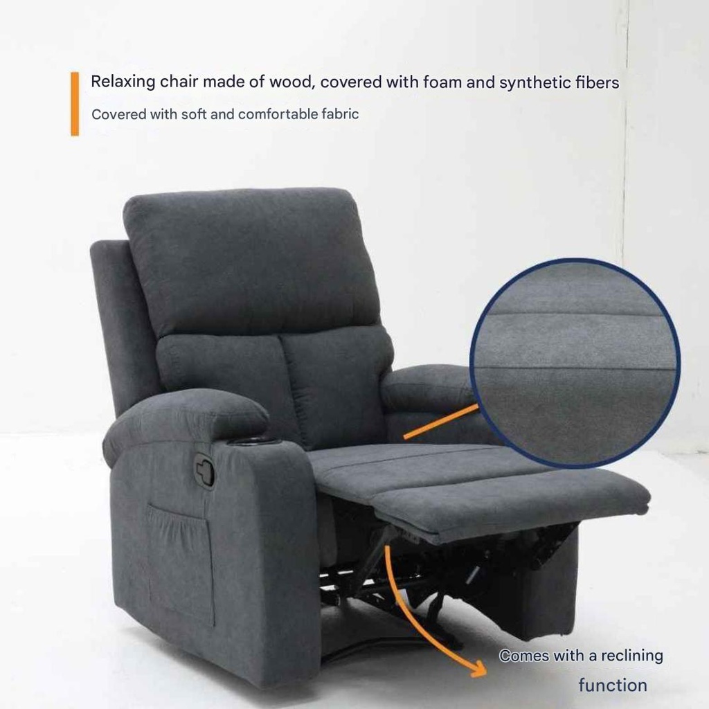 Darleen Sofa Recliner - Dark Grey Fabric/1RE