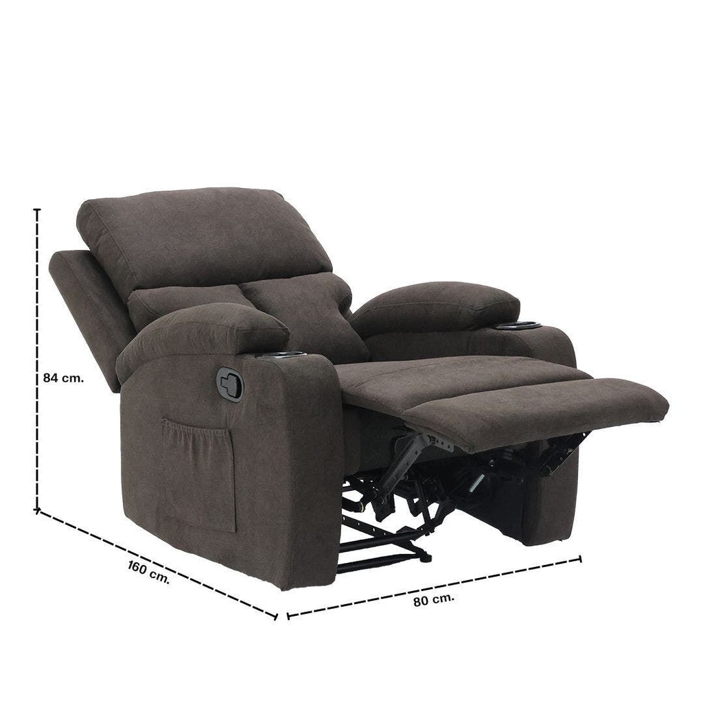 Darleen Sofa Recliner - Brown Fabric/1RE