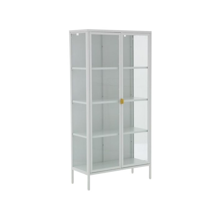 Stew Mirrow Showcase-80-White Steel/Clear Glass