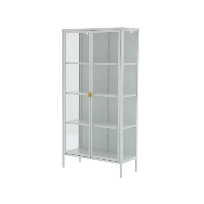 Stew Mirrow Showcase-80-White Steel/Clear Glass