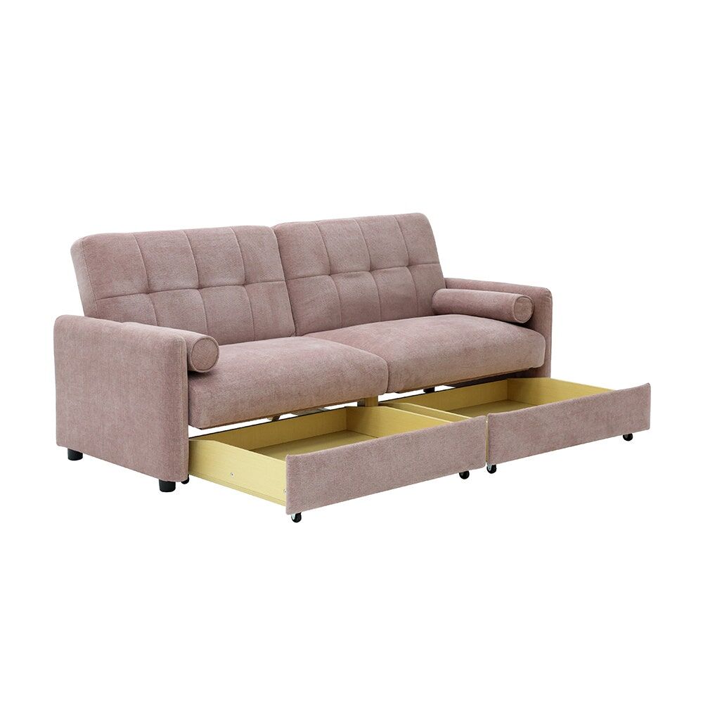 Corte Sofa Bed 2Seater - Black Leg/Pink Fabric