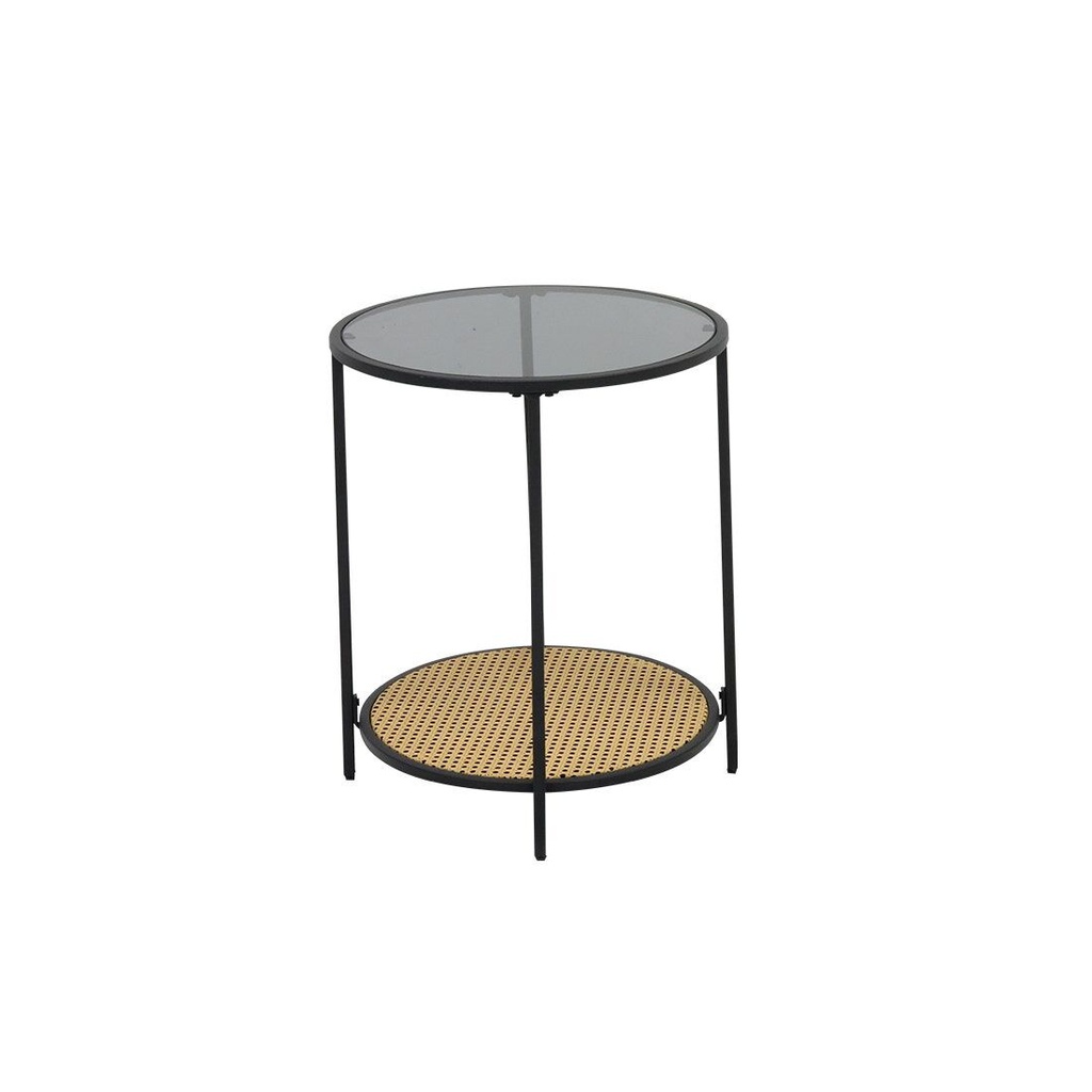 Tylee End Table-Artificial Ratten/Black Glass