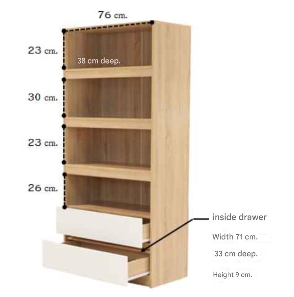Harlie Tall Cabinet CT80-Solid Oak/White