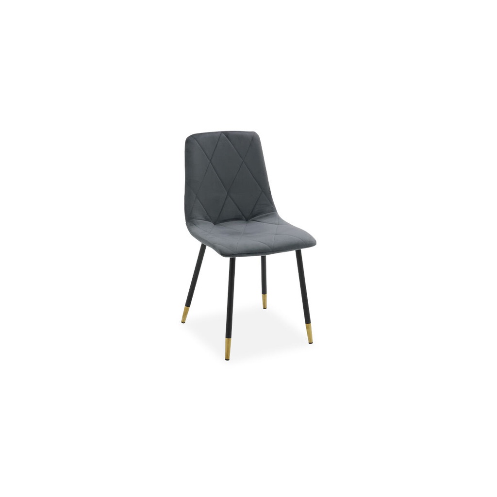 Lenox Dining Chair/Black Steel/Grey Velvet