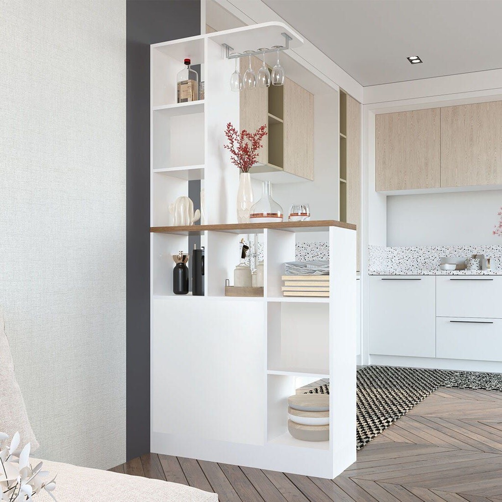 Ku/Burgess Tall Counter 90/White/Solid Oak- L/R