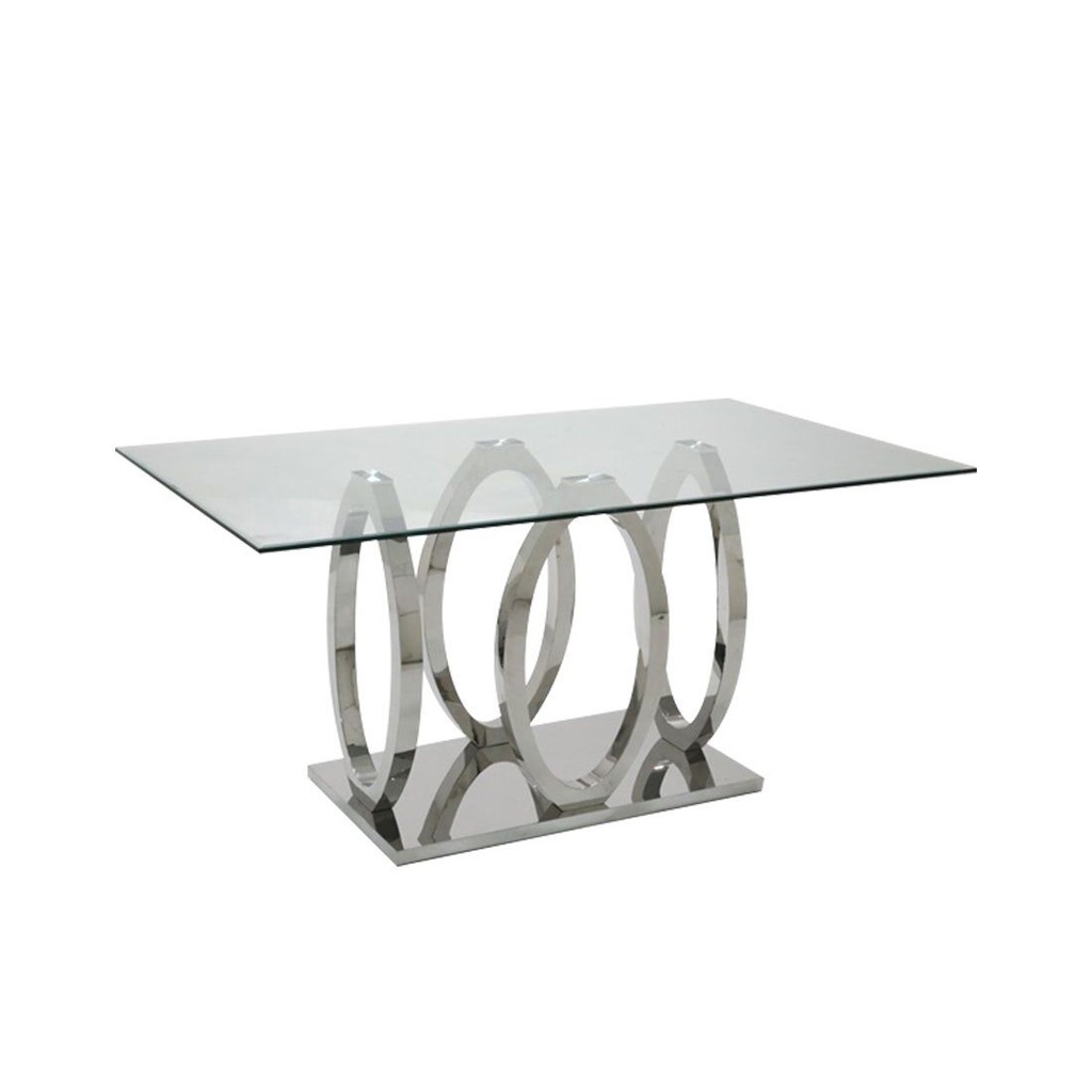 Lalonte Dining table A160/Stainless/Clear Glass