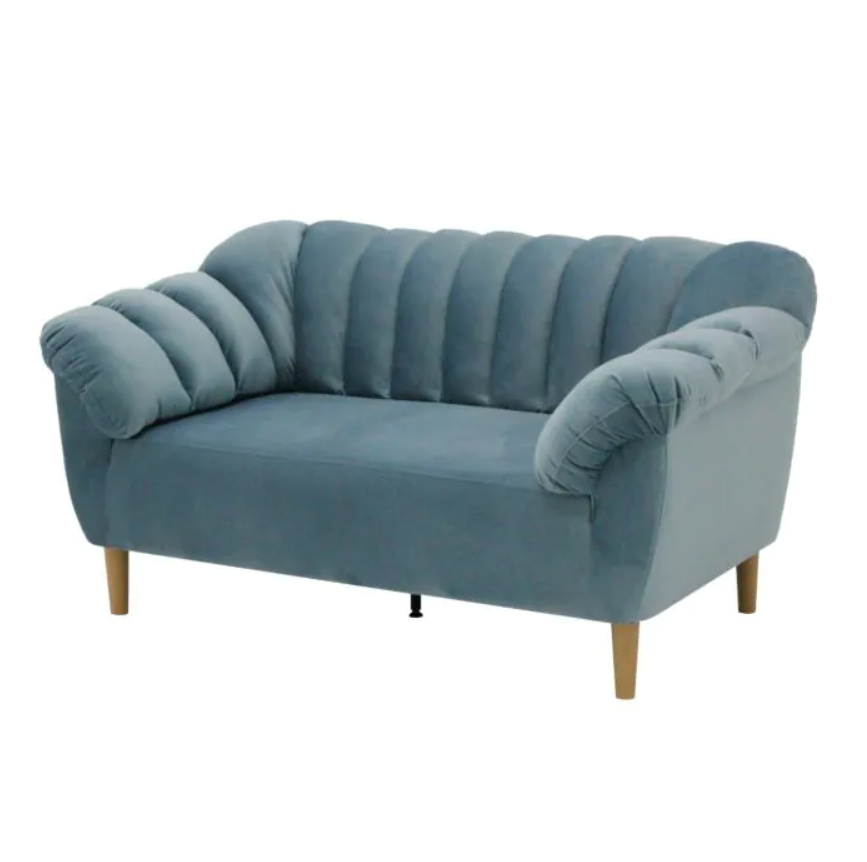 Rosee Sofa 2Seater-Wood Plastic Leg/Light Blue Fabric