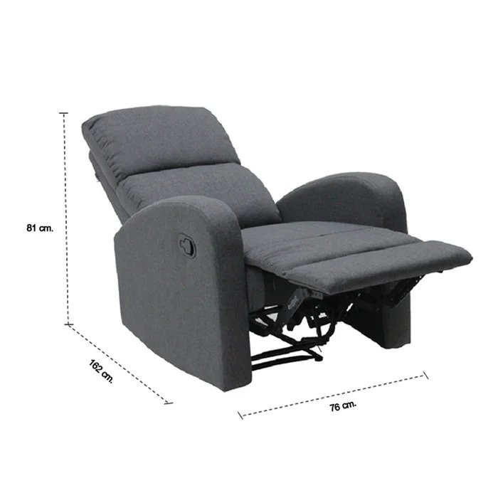 Zixar Recliner 1 Seater - Grey Fabric - 1RE