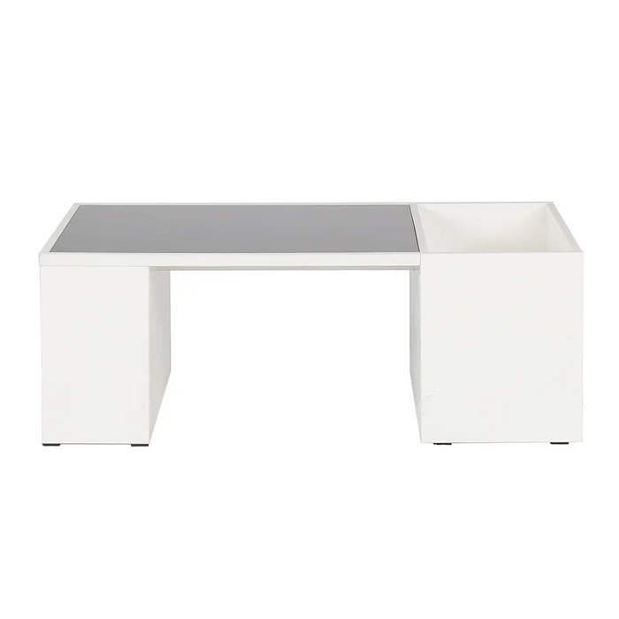 Montina Coffee Table - White - Black Glass