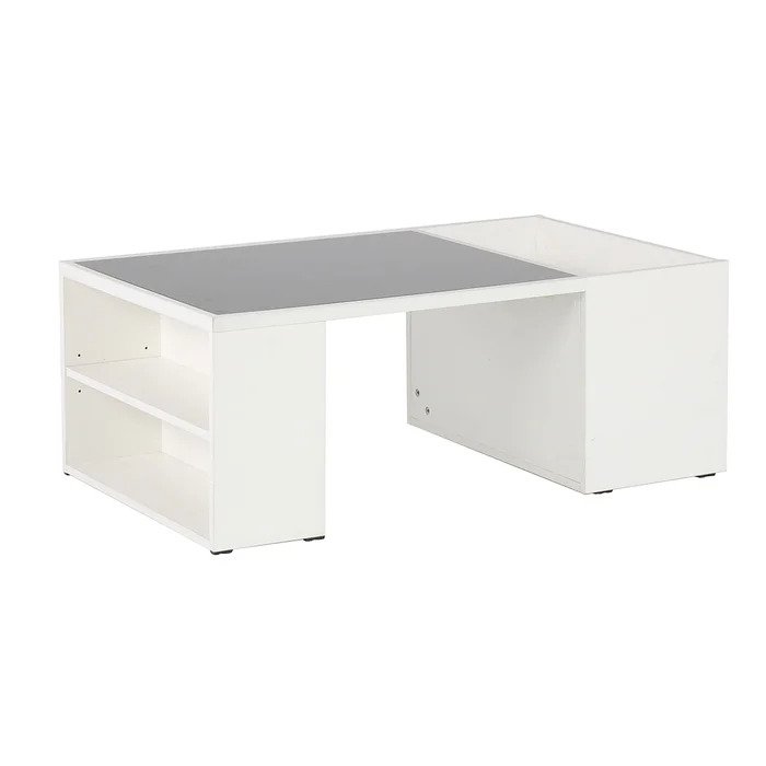 Montina Coffee Table - White - Black Glass