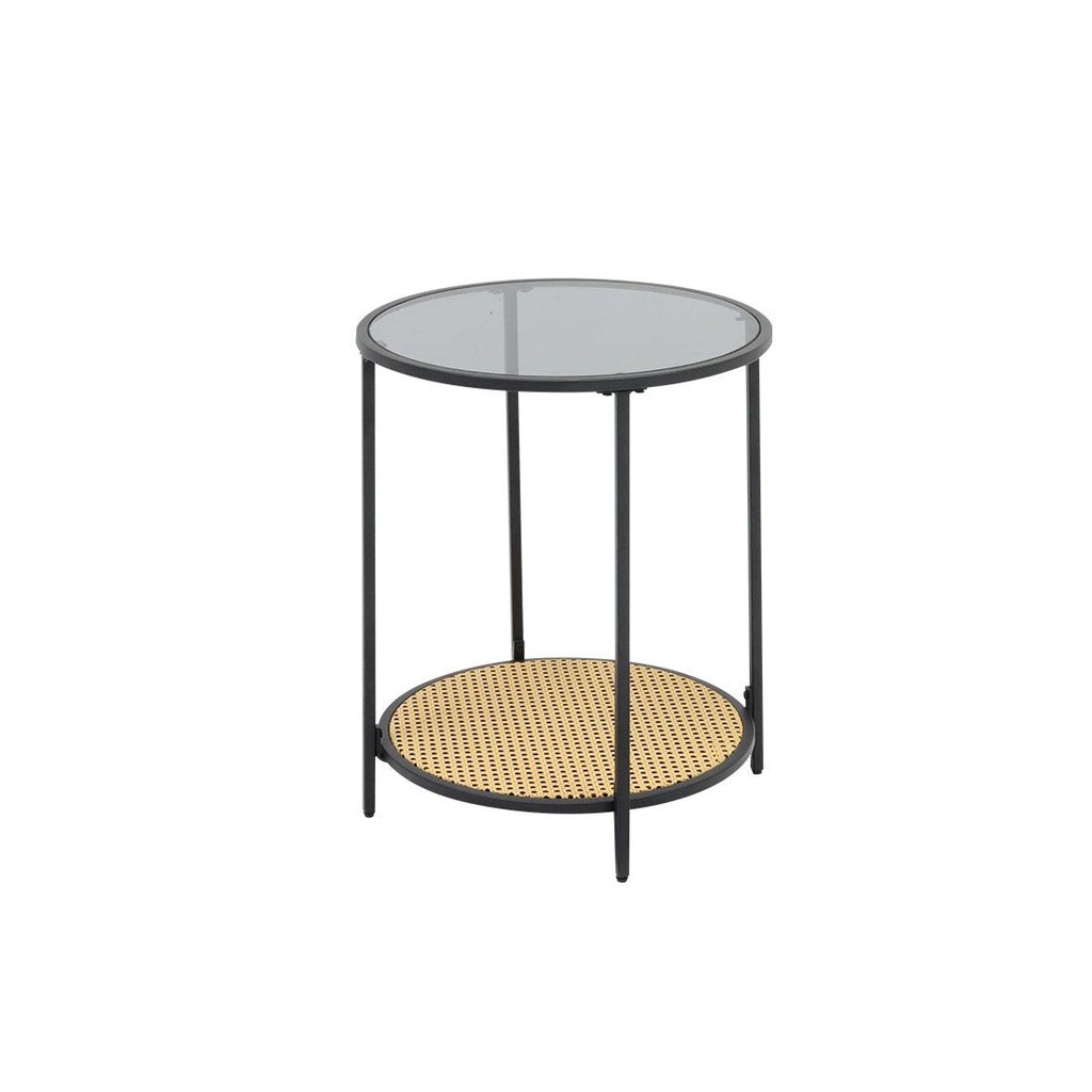 Tylee End Table-Artificial Ratten/Black Glass