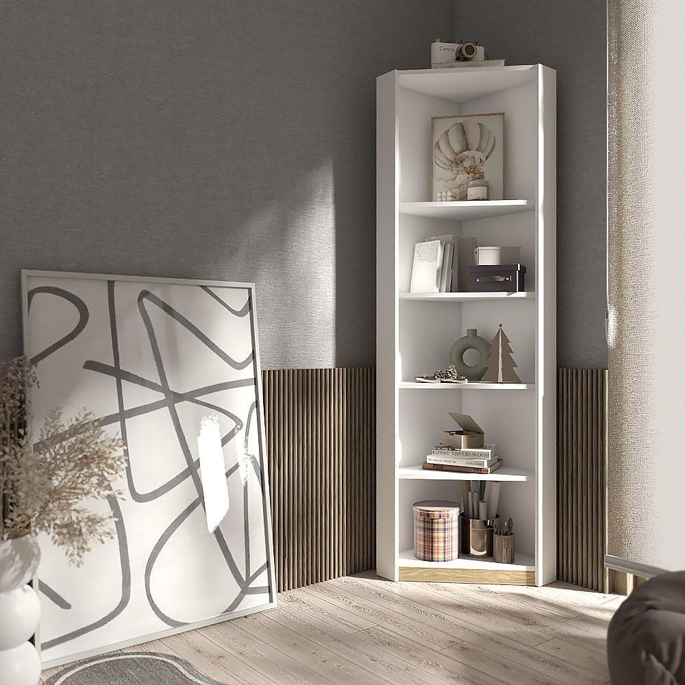 KC-Play/Dune Corner Tall Cabinet 63/White/Lindberg Oak