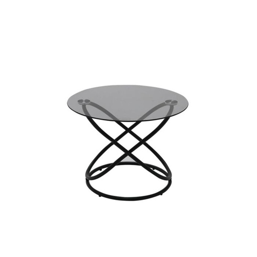 [19222330] Lefa End Table - Black Steel - Dark Gray Glass