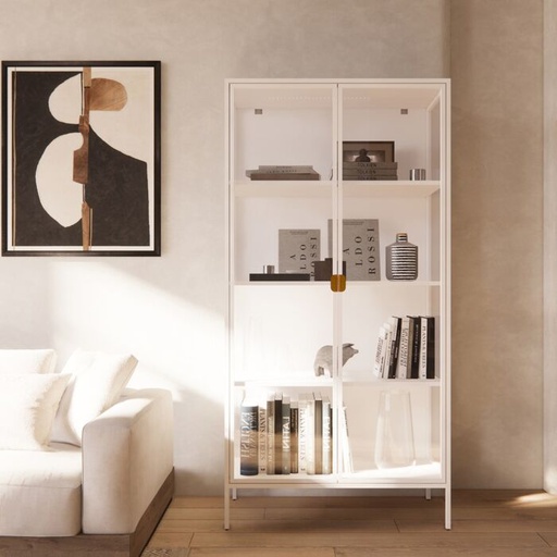 [19227756] Stew Mirrow Showcase-80-White Steel/Clear Glass