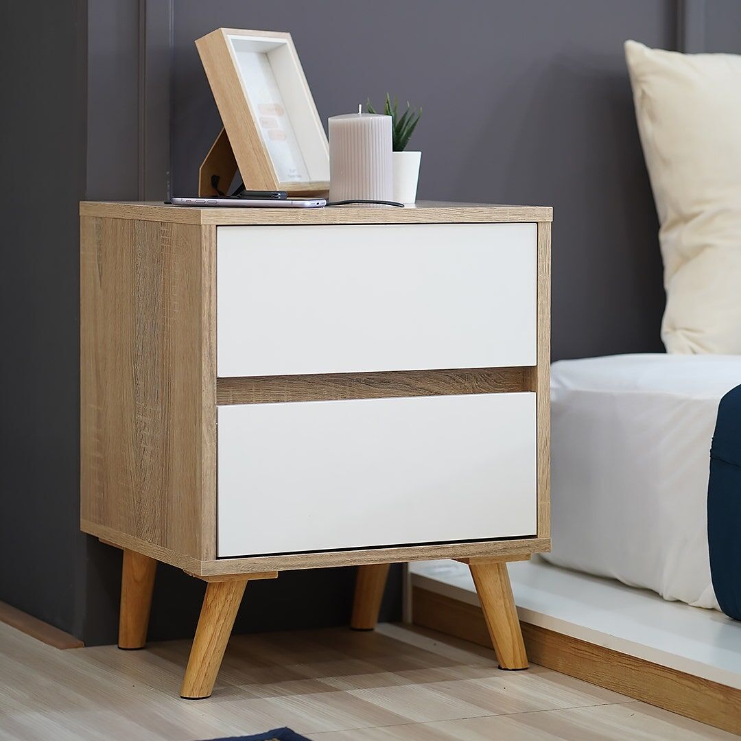 Looms Cathal-A Night Table NT40-Solid Oak/White