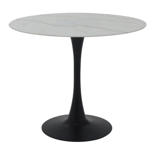 [19211366] Teller-A90 Dining Table-Black Steel/White Stone