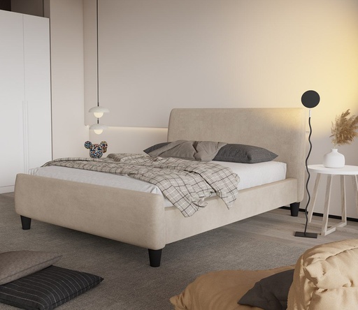 [19233010] Giffer Bed 5ft-Cream Fabric