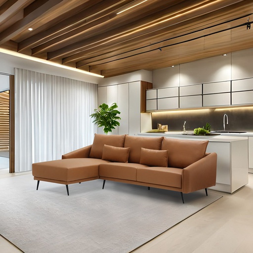 [19224284] Syrup Sofa - Left Corner - Brown Leather