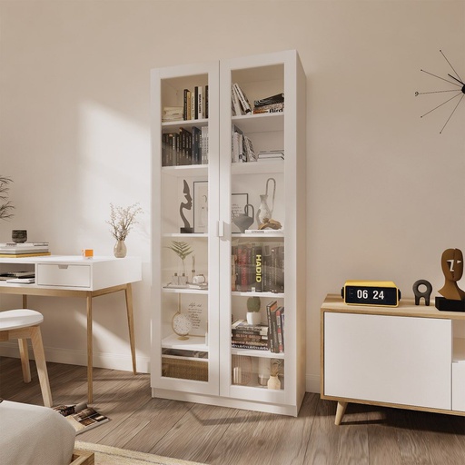 [19217393] KC-Play /Jobio Tall Cabinet CT80-DE02/White/Clear Glass