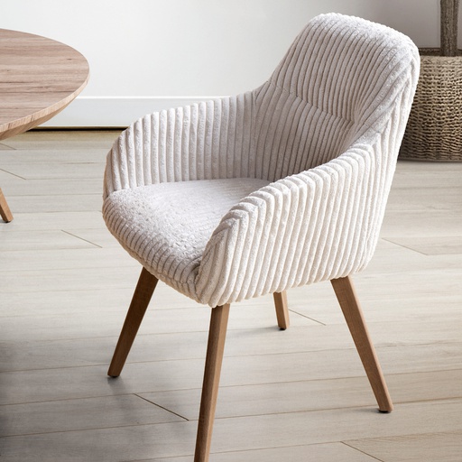[19235082] Woopie Chair/Natural Wood Color Steel/Cream Fabric