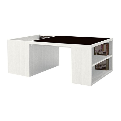 [19044846] Montina Coffee Table - White - Black Glass