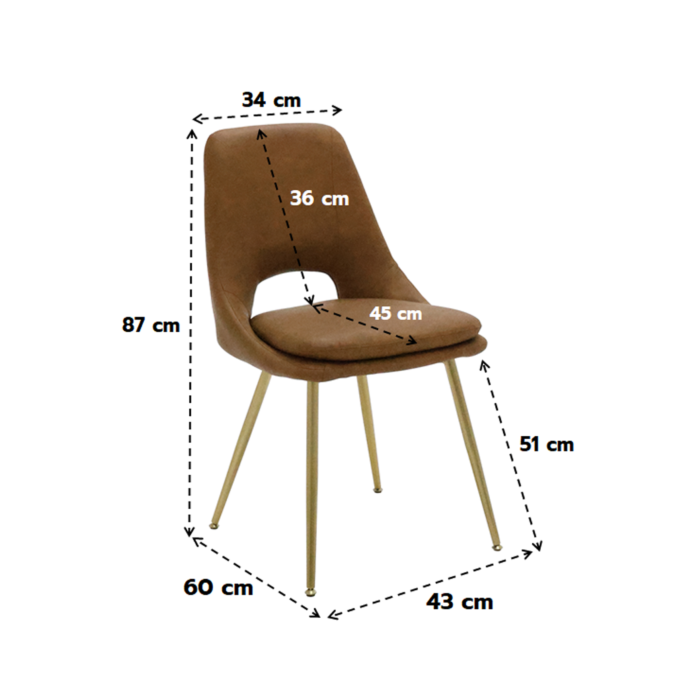 Sinnara Chair - SY-53007 - Gold Steel - SL Brown