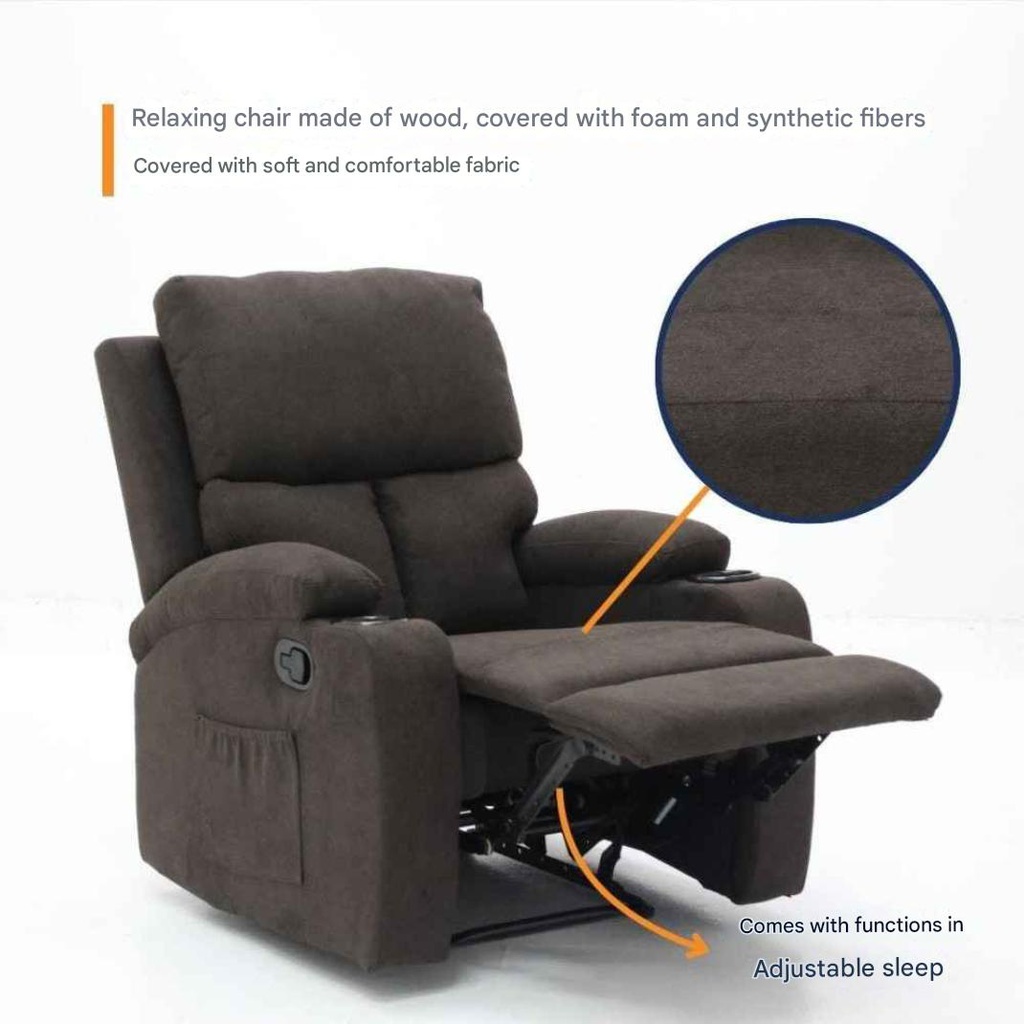 Darleen Sofa Recliner - Brown Fabric/1RE