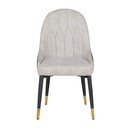 Yinla Dining Chair-Black Steel/Brown Grey Fabric
