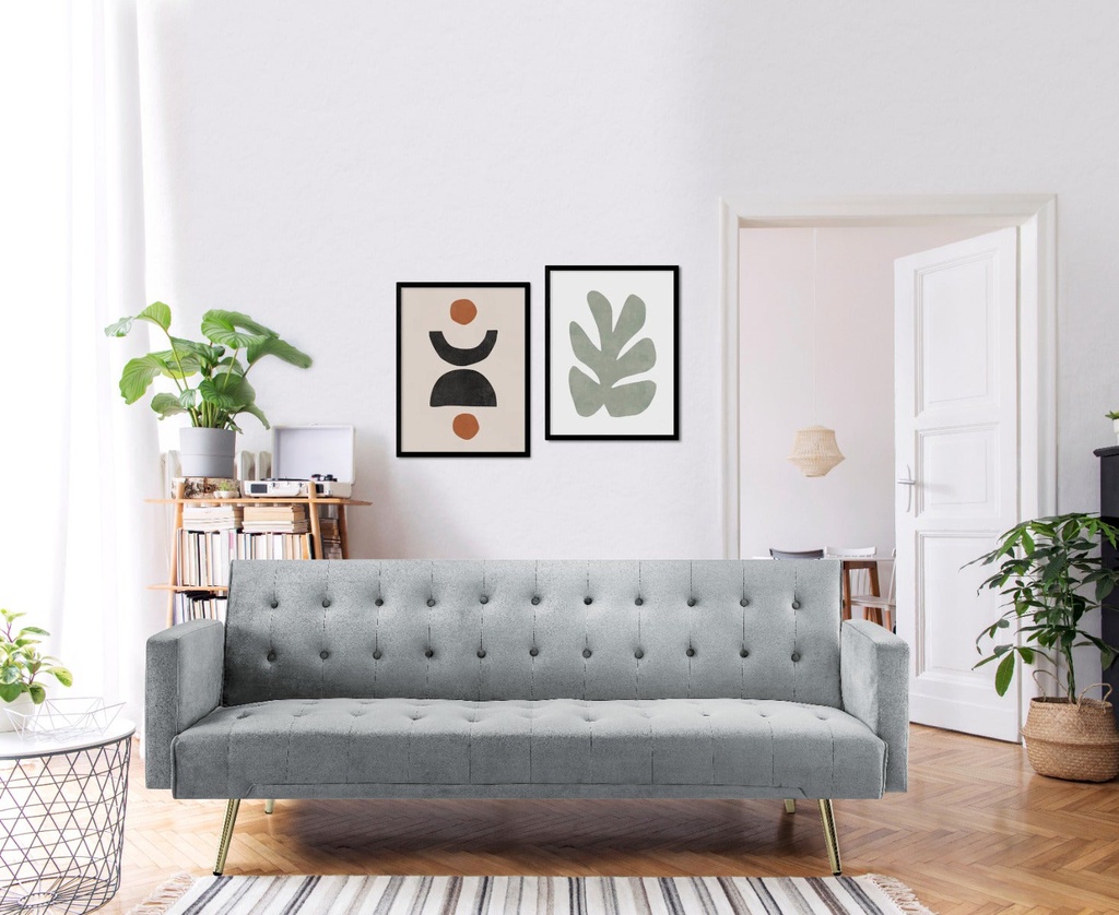 Miile Sofa Bed -Gold Steel/ Gray Velvet