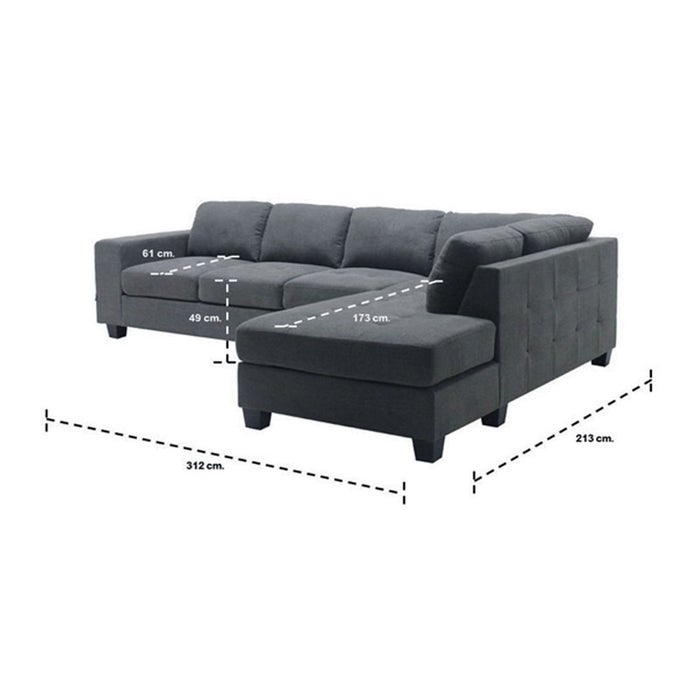 Lola Sofa - Right Corner - Grey Fabric