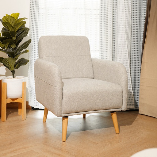 [19230543] Amiga Arm Chair - Birch Natural Wood - Light Gray