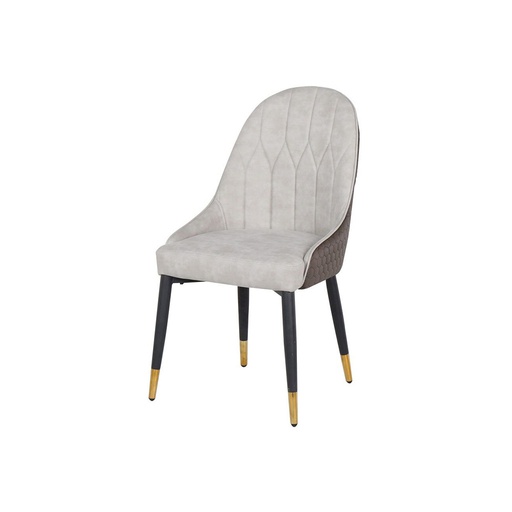 [19204542] Yinla Dining Chair-Black Steel/Brown Grey Fabric