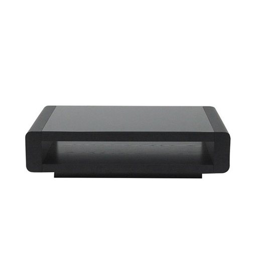 [19136196] Lowya Coffee Table-Black Oak Wood/Black Glass